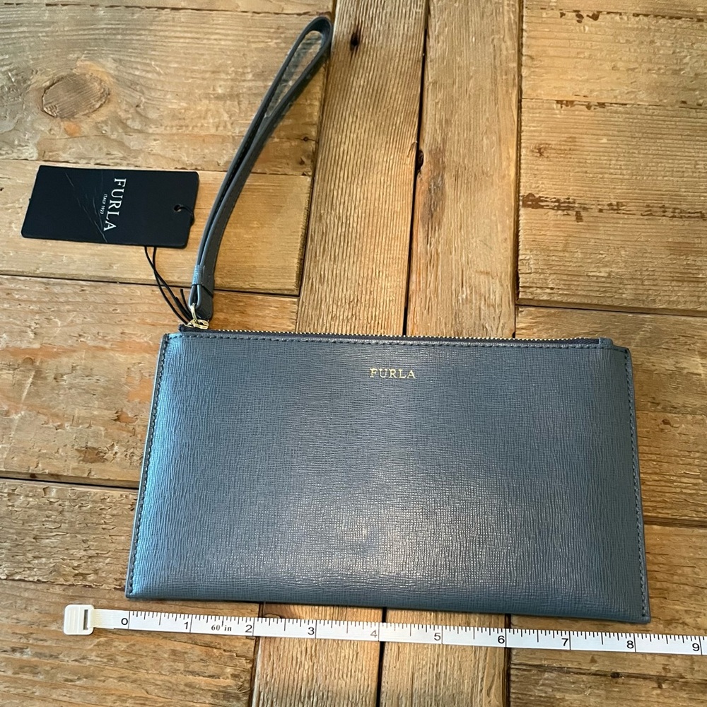 Furla Gray Leather Wristlet